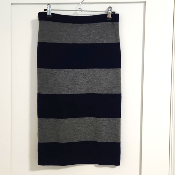 Navy & Grey Stripe Knit Skirt - Picture 1 of 4